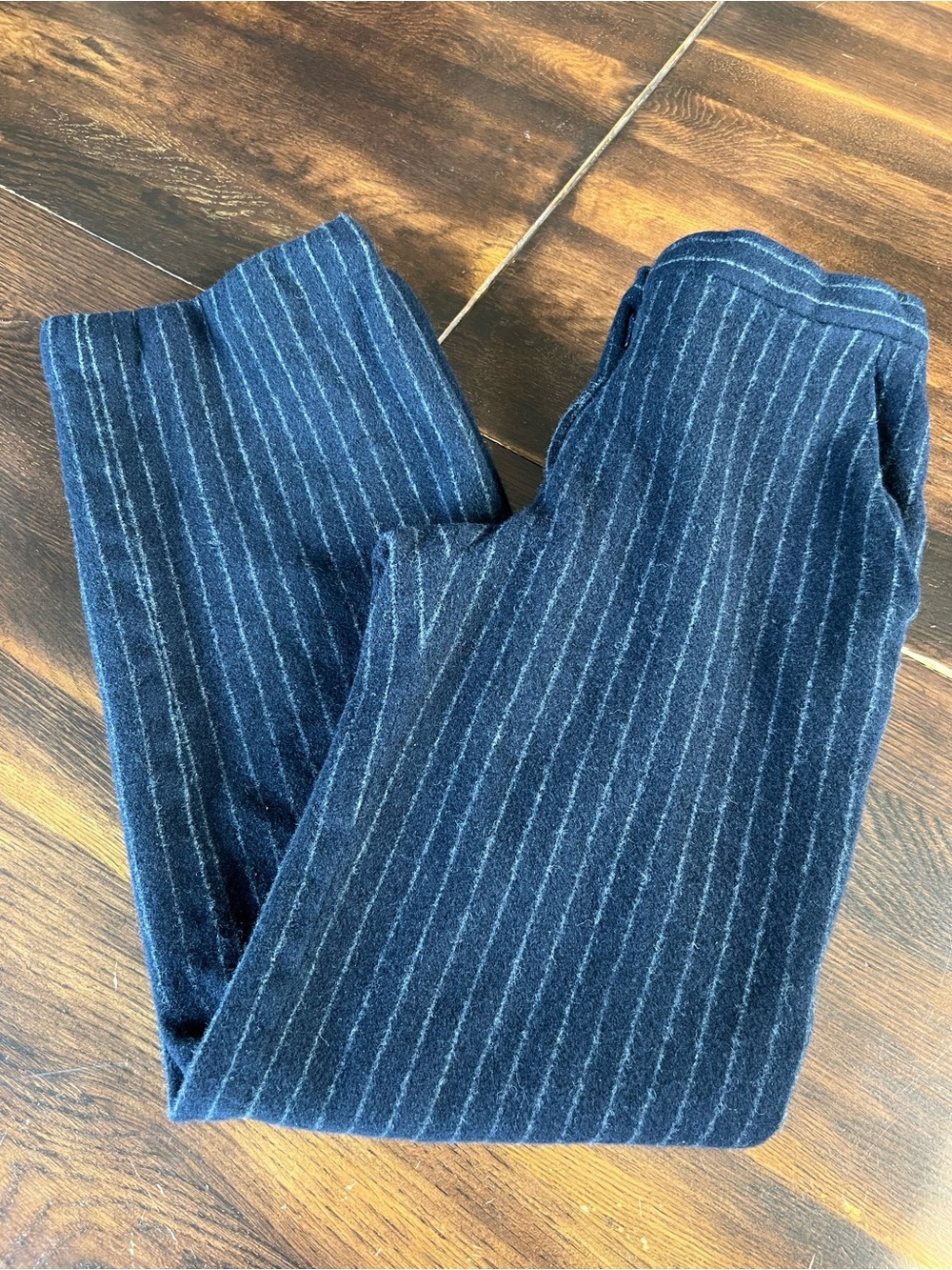 MaxMara Wool/ Angora Trouser Pants Women’s US 8 Navy Striped Straight Leg Italy